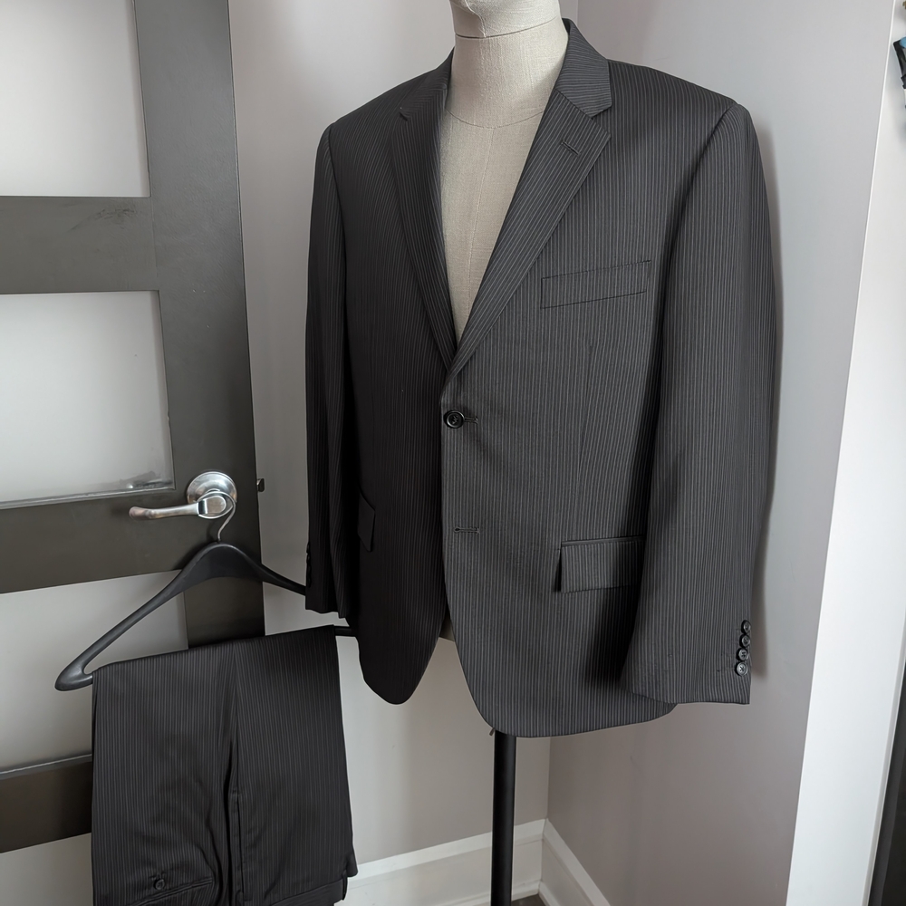 Nautica Dark Gray Striped Men's Suit